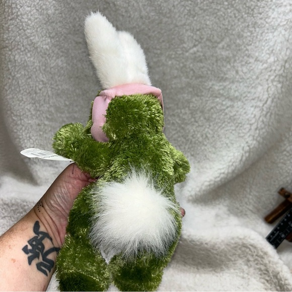 Animal Adventure 2008 green frog plush 12" wearing bunny ears tail easter plush - Picture 13 of 13
